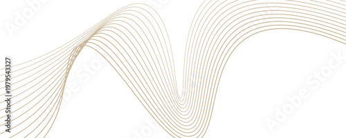 Luxury abstract gold wavy line pattern (kurva guilloche) dengan ruang copy. Warna emas yang elegan, gradien mulus pada latar belakang putih. Tekstur vektor premium bergaris untuk spanduk,