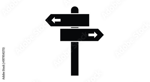 Black signpost with directional arrows a stark visual silhouette