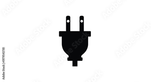 Black plug icon against a white background a stark silhouette