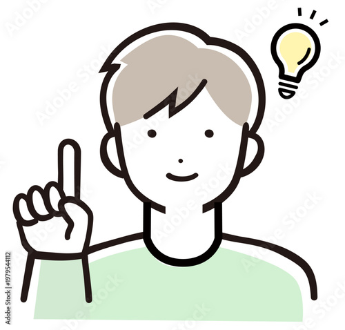 ポイントを伝えるパパ／説明・提案・アイデアの男性パステルイラスト