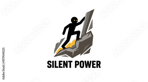 Silhouette Climbing Steep Mountainside