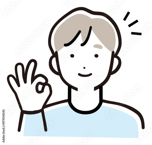 OKサインのパパ／安心・了承・おすすめの男性パステルイラスト