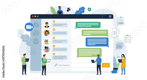 Digital Communication, Online Chat and Messaging App Interface with People