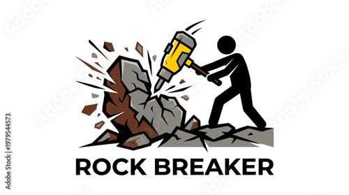 Rock Breaker Icon Construction and Demolition Concept