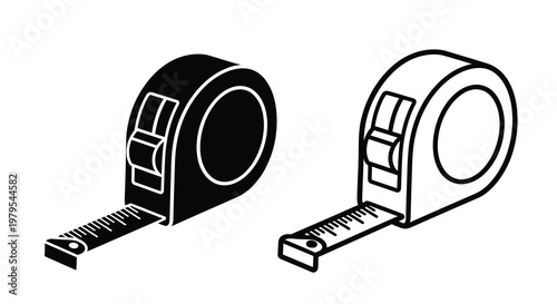 Two tape measures shown in contrasting black and white silhouette