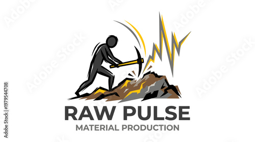 Raw Pulse Logo Miner Extracting Material with a Pickaxe