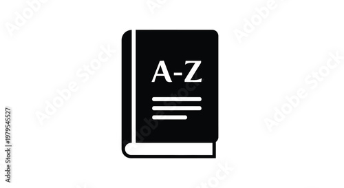 A z dictionary book icon simple and minimalist silhouette