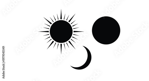 Celestial bodies in a minimalist design featuring a striking silhouette