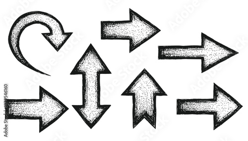 Various directional arrows in a sketchy style