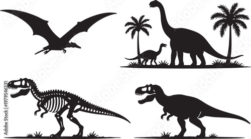 set of dinosaurs vector
