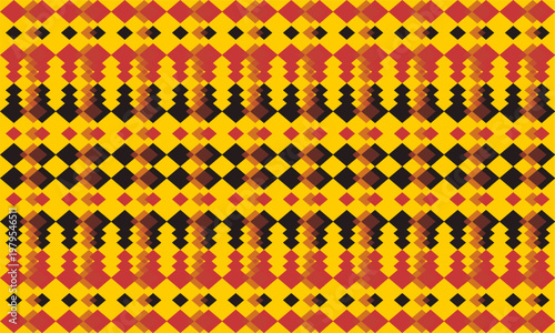 Overlap Two tone red and black seamless geometric pattern on yellow on yellow background geometric pattern with square, diamond strip vertical column repeat pattern, replete image, design for fabric p