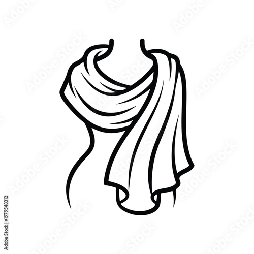 Sketch of a drape or shawl a simple line drawing