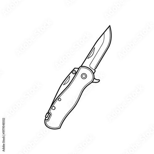 Folding knife outline in minimalist design with sleek handle  