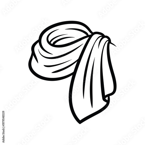 Simple black and white illustration of a folded turkish towel