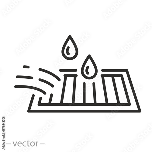 drainage icon, street storm sewage, water road filter, drain, thin line symbol isolated on white background, editable stroke eps 10 vector illustration