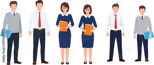 Diverse corporate business team standing together with office documents and folders for professional company staff meeting