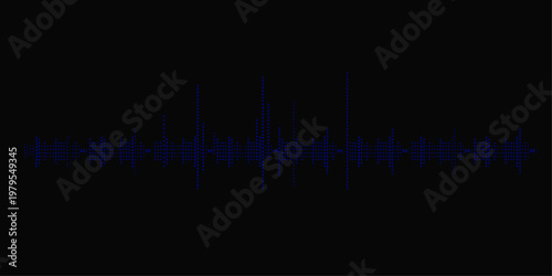 Blue digital sound wave background with audio equalizer lines and modern technology design