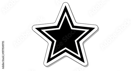 Black Star Graphic Icon with White Outline