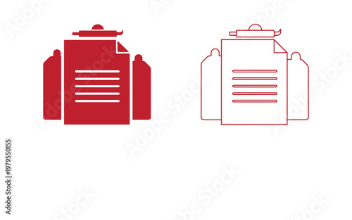 Red and white of milk bottles with labels, side by side