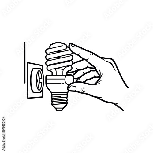 Fotografía A hand holding a light bulb next to a socket on the wall