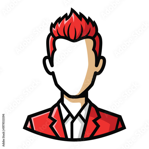 Cartoon man with red hair and red jacket  business avatar icon