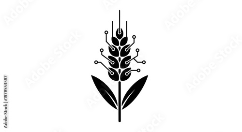 Smart Farming Technology Wheat Icon Symbolizing Digital Agriculture