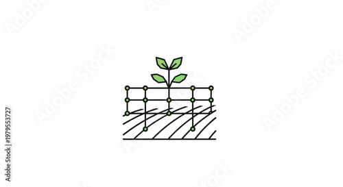 Seedling Growth in Soil with Grid Overlay Icon