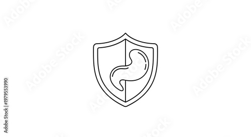Stomach Protection Shield Outline Icon