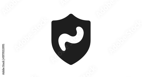 Abstract Wavy Line Inside Shield Security Icon