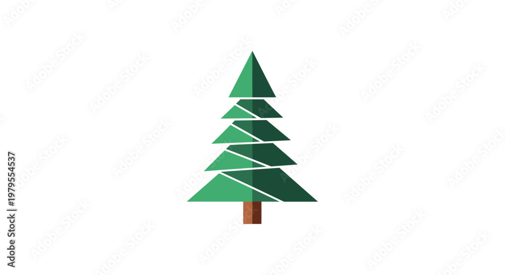 Obraz premium Minimalist Flat Design Christmas Tree Icon on White Background