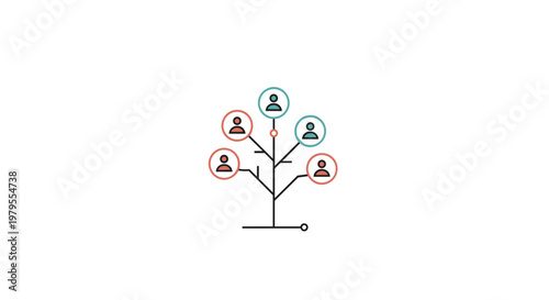 Organizational Tree with People Icons Representing Hierarchy and Network Structure