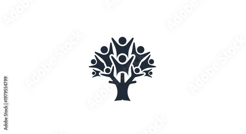Community Tree Logo with United People Figures Symbolizing Unity and Growth