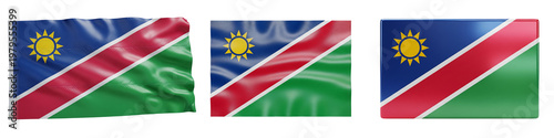 Free Download Namibia flag set waving banner collection Namibian national flags On Isolated Transparent Background - GFXLoad