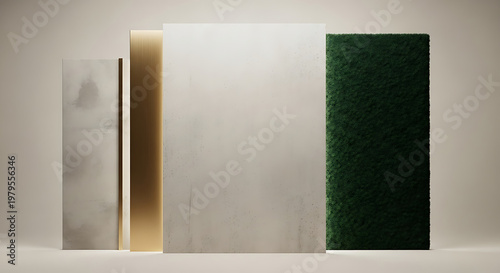 A collection of various textured panels arranged in a row on a neutral background