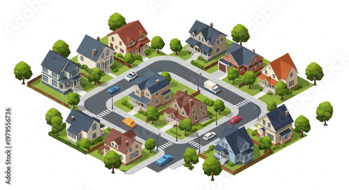 Houses in a Suburban Neighborhood.