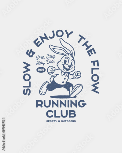 Running Club Rabbit Mascot Design with Slow  Enjoy the Flow Slog