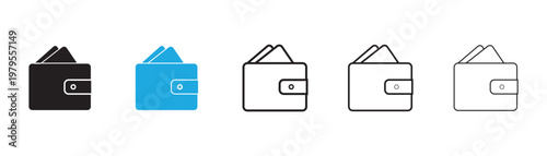 wallet icon set . cash, electronic money, currency, business, investments, online banking, cryptocurrency. Vector icon in line, black style on white background