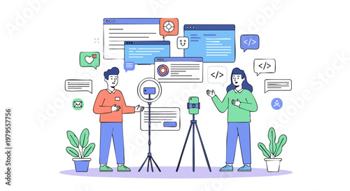 Content Creators Recording Online Tutorial Video