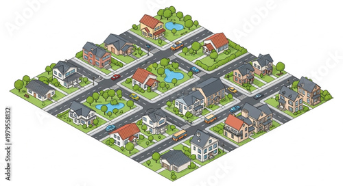 Houses on a Suburban Street.