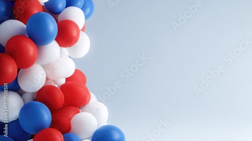 Patriotic Balloon Corner Background for 4th of July with Copy Space