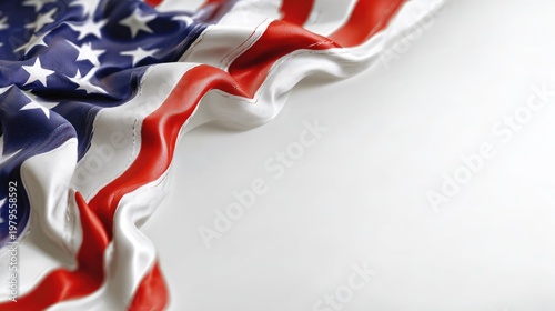 4th of July American Flag Fabric Background with Copy Space Patriotic Design