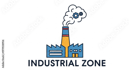 Industrial Factory Emitting Smoke From Chimney.