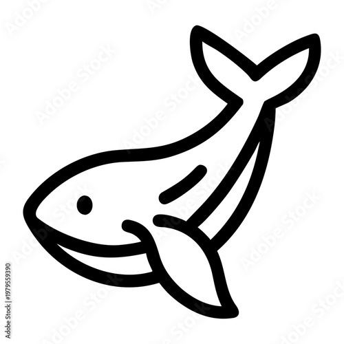Oceanic Icon: A sleek, minimalist illustration of a whale, embodying the grace and grandeur of the marine world. 