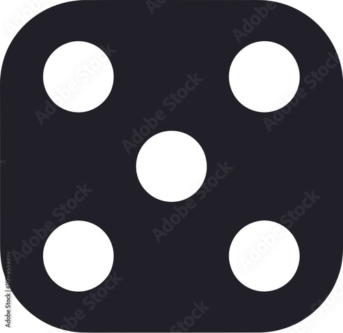 A traditional dice showing a total of five pips on its face