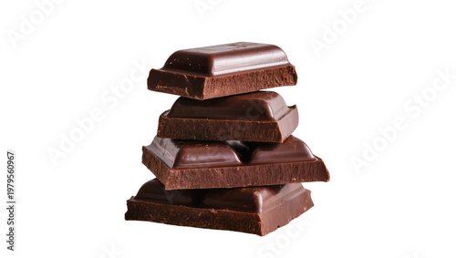 Photos Stacked Dark Chocolate Bars with Irregular Broken Edges