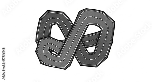 Infinity road symbol representing endless journey or continuous loop.