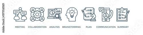 Brief banner web icon vector illustration concept for a briefing of business plan with an icon of meeting, collaboration, analysis, brainstorming, plan, communication, and summary