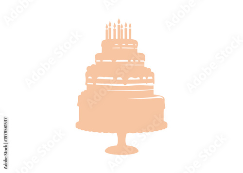 Colorful birthday cake graphic shown as a clean vector illustration on white.