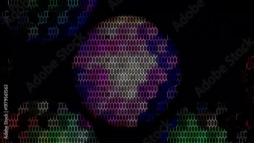 Wallpaper Mural Symmetrical kaleidoscope motif with blue diamond shapes forming a glowing geometric pattern on a black background.	 Torontodigital.ca