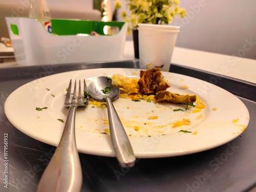 Картината върху платно leftover food on a table.